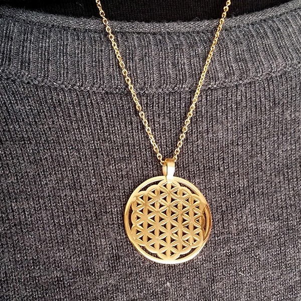 Flower of Life Yaşam Çiçeği Sembolü Gümüş Kolye