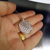 Flower of Life Yaşam Çiçeği Sembolü Gümüş Kolye