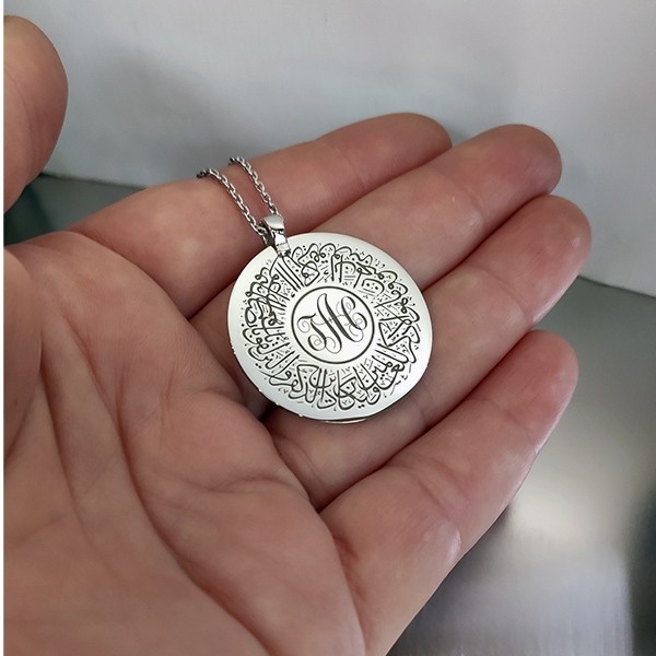 Nazar Ayeti İsim Yazılı Gümüş Kolye