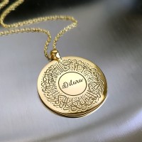 Nazar Ayeti İsim Yazılı Gümüş Kolye