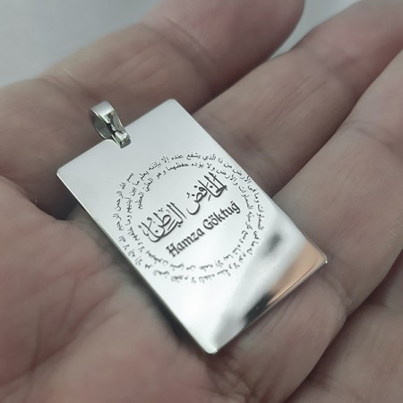 Ayetel Kürsi Gümüş Künye Kolye