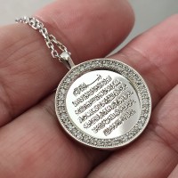 taşlı ayetelkürsi gümüş kolye