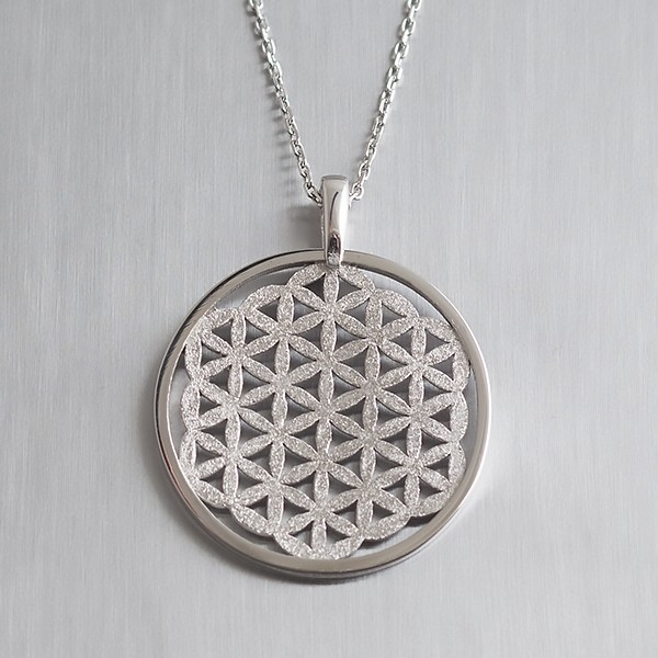 Flower of Life Yaşam Çiçeği Sembolü Gümüş Kolye