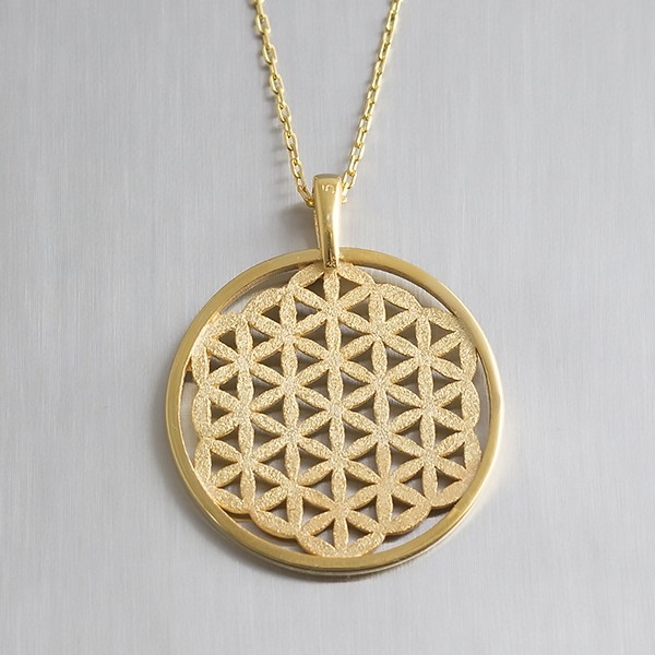 Flower of Life Yaşam Çiçeği Sembolü Gümüş Kolye
