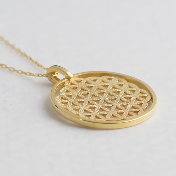 Flower of Life Yaşam Çiçeği Sembolü Gümüş Kolye