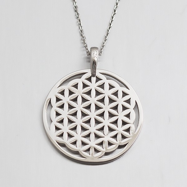 Flower of Life Yaşam Çiçeği Sembolü Gümüş Kolye