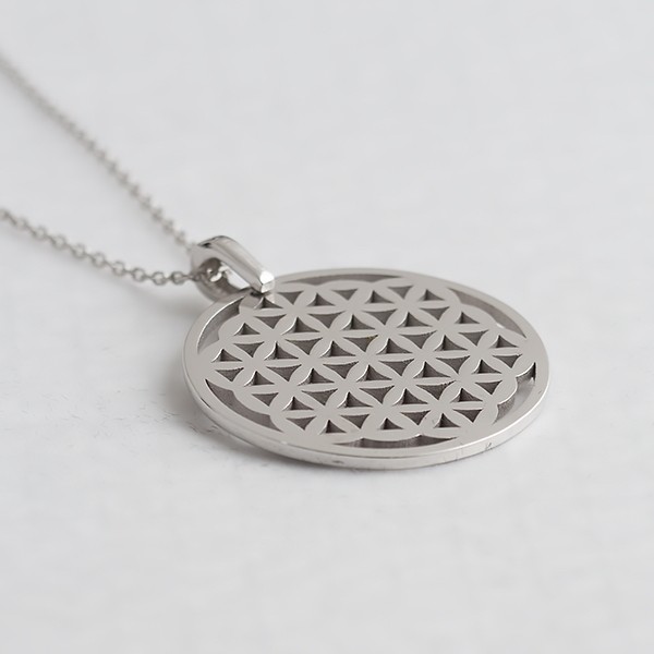 Flower of Life Yaşam Çiçeği Sembolü Gümüş Kolye