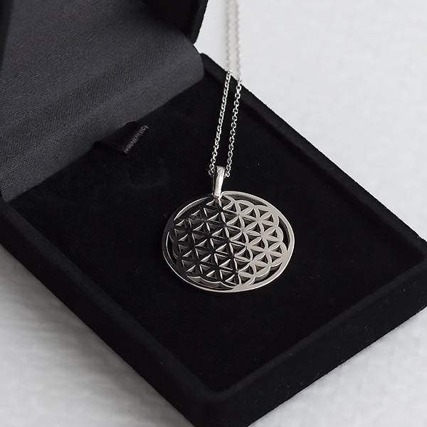 Flower of Life Yaşam Çiçeği Sembolü Gümüş Kolye